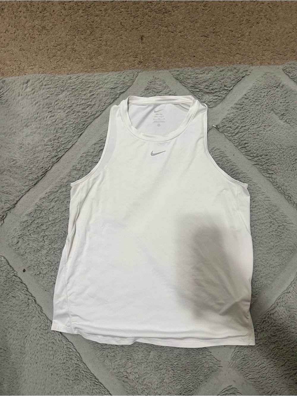 Nike White Performance Training Tank with Small Swoosh